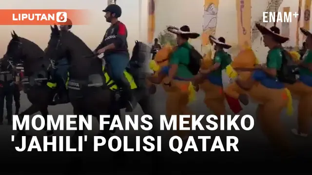 Gokil! Fans Meksiko di Piala Dunia 2022 Buntuti Polisi Qatar Pakai Kostum Kuda