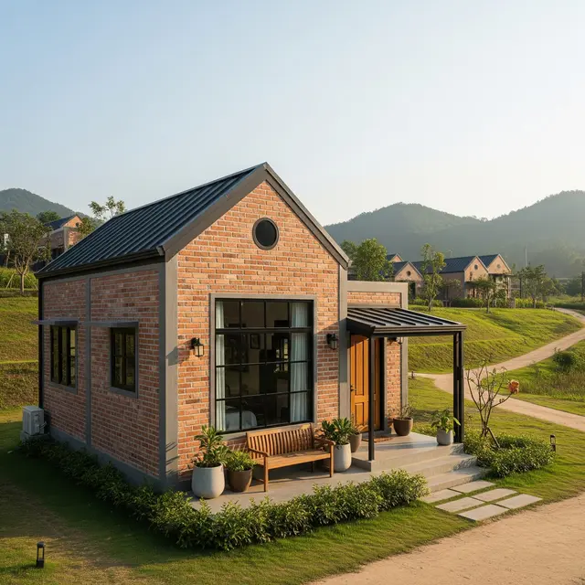 Rumah 1 Lantai Ala Villa di Desa (Gemini AI)