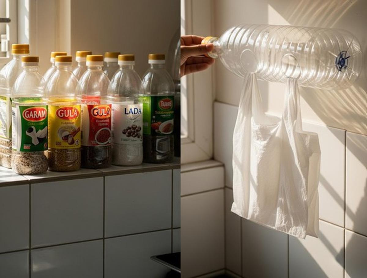 Ide Organizer Dapur dari Botol Minyak Bekas (AI Generated)