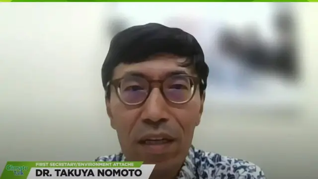 First Secretary Enviroment Attache Kedutaan Besar Jepang Takuya Nomoto dalam program Climate Talk Liputan6.com, Jumat (26/7/2024). (Tangkapan layar)