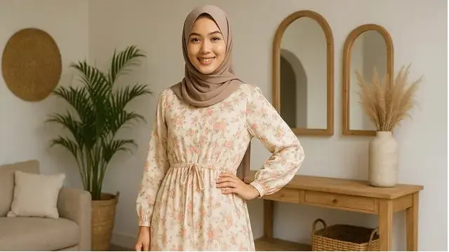 7 Model Gamis Tali Serut Pinggang yang Modis dan Nyaman, Cocok untuk Segala Aktivitas (sumber:AI)