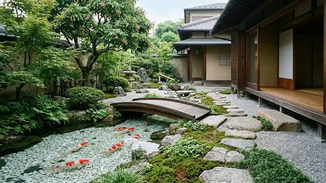 Taman Zen Jepang dengan Pohon Kelengkeng