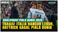 Italia gagal ke Piala Dunia 2026 usai kalah penalti 1-4 dari Bosnia pada playoff 31 Maret. Unggul lebih dulu lewat Moise Kean, Italia kehilangan Alessandro Bastoni karena kartu merah sebelum disamakan dan kalah di adu penalti.