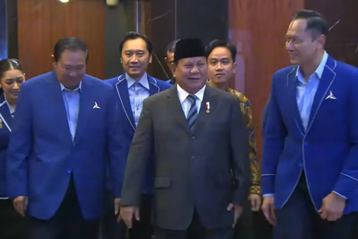 Prabowo dan Gibran Hadiri Penutupan Kongres VI Partai Demokrat, Disambut SBY-AHY