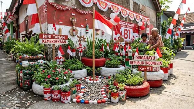 Mini Taman Kemerdekaan dari Barang Bekas