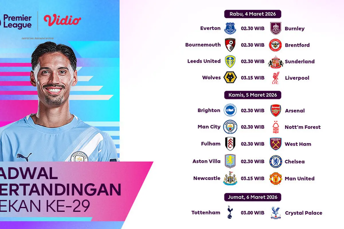 Jadwal Lengkap pertandingan Premier League pekan ke-29