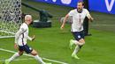 Harry Kane telah berjasa membawa Inggris hingga babak Final Euro 2020 walaupun harus takhluk dengan Italia. Ia tercatat menjadi pemain dengan koleksi gol terbanyak The Three Lions pada perhelatan ini, yaitu empat gol dari tujuh pertandingan. (Foto: AFP/Pool/Justin Tallis)