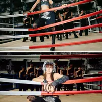 Lisa BLACKPINK tampil seperti petarung Muay Thai futuristik dengan celana pendek tinju. (instagram.com/lalalalisa_m)