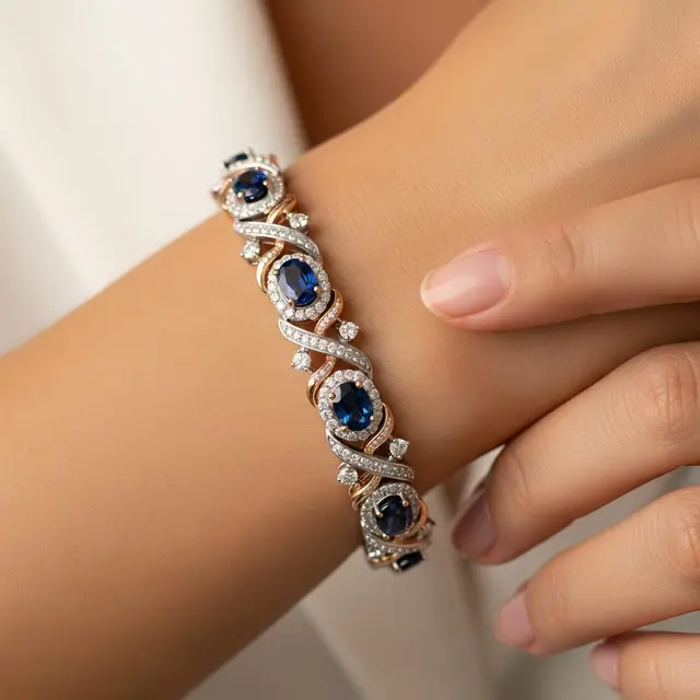Gelang Emas Kombinasi Rose Gold dan Putih