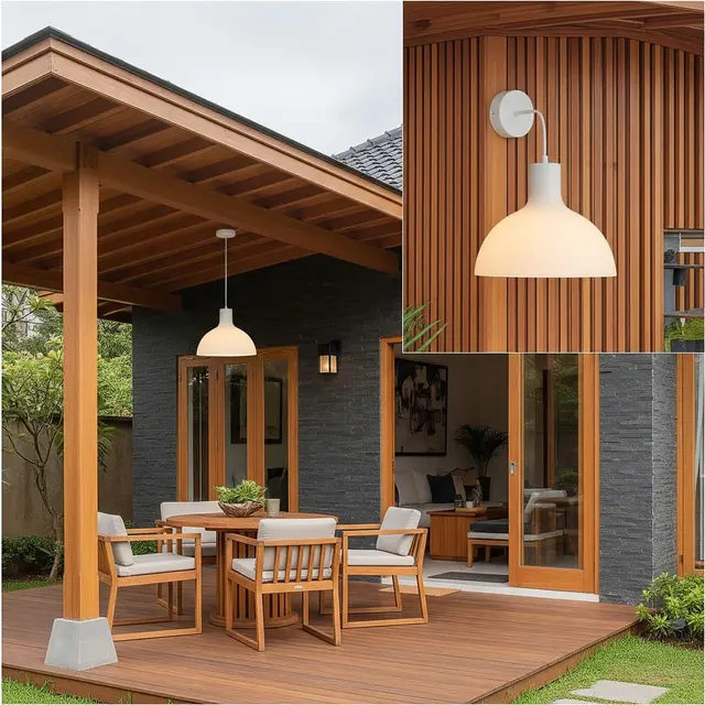 6 Inspirasi Teras Rumah Kayu dengan Lampu Gantung, Buat Suasana Malam Lebih Hangat