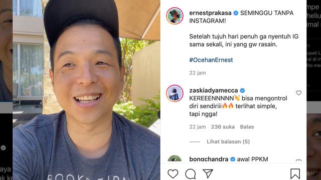Unggahan Ernest Prakasa. (Foto: Instagram @ernestprakasa)