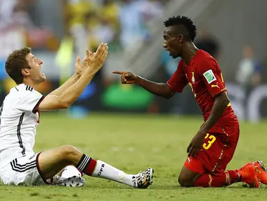 Timnas Ghana sukses menahan Jerman 2-2 di penyisihan Piala Dunia 2014 Grup G di Stadion Castelao, Fortaleza, Brasil, (22/6/2014). (REUTERS/Marcelo Del Pozo)
