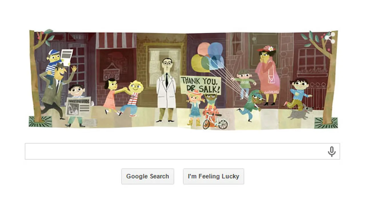 Google Doodle Rayakan 100 Tahun Kelahiran Jonas Salk