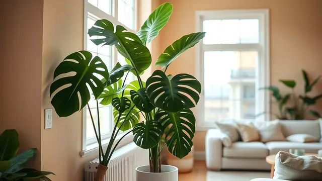 penempatan monstera menurut feng shui (ilustrasi by qwen.ai)