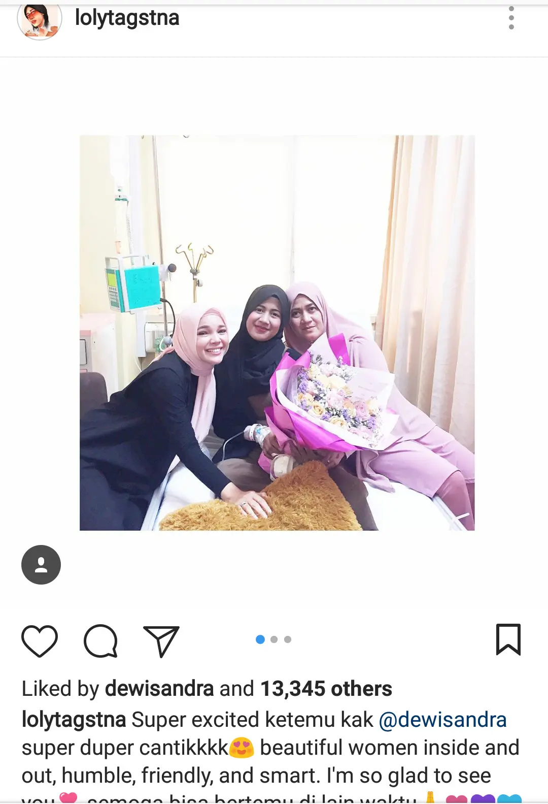 Lolyta Agustina dijenguk Dewi Sandra (Foto: Instagram)