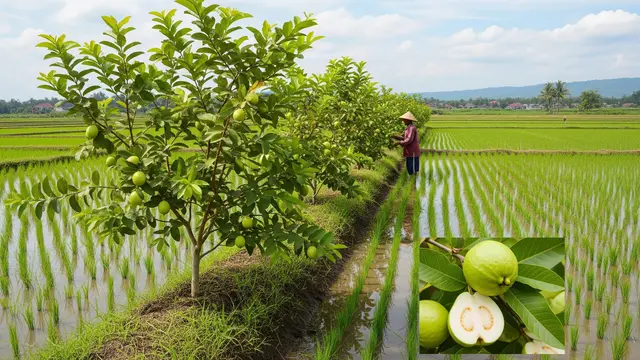 Ide Surjan dengan Pohon Buah di Sawah yang Bisa Menambah Penghasilan Petani (Gemini AI)