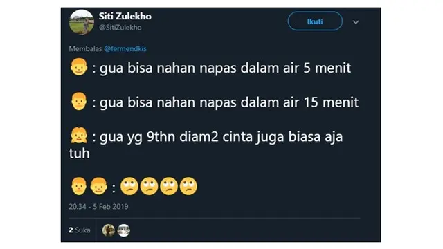 Curhatan Netizen Tentang 'Nahan Napas Dalam Air'
