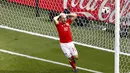Pemain Wales, Aaron Ramsey adalah salah satu punggawa Arsenal yang bersinar bersama negaranya selama hingga babak perempat final Pala Eropa 2016 di Prancis, (25/6/2016) (REUTERS/Christian Hartmann)