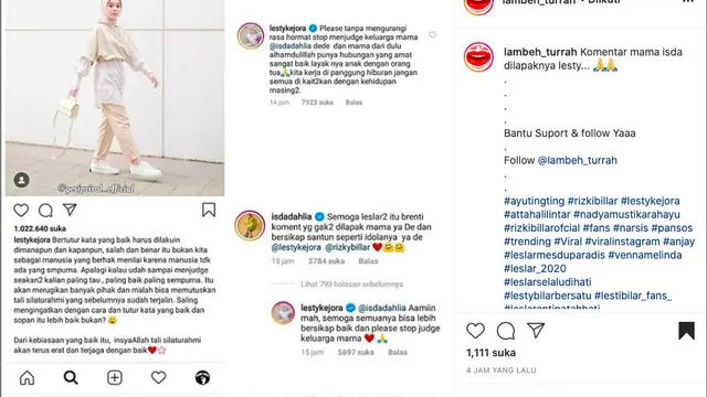 Lesti Kejora Ingatkan Penggemarnya untuk Tidak Lagi Menghakimi Keluarga Iis Dahlia