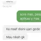 6 Chat Driver Ojek Online dan Penumpang Bahas Nikah Ini Absurd Banget (sumber: Twitter/txtdarigajelas)