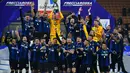 Inter Milan sukses menjadi Juara Coppa Italia setelah mengalahkan Juventus pada laga final yang berlangsung di Olympic Stadium, Roma, 11 Mei 2022. (AFP/Isabella Bonotto)
