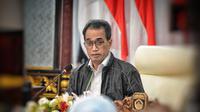 Menhub Budi Karya Sumadi menggelar Rapat Koordinasi dengan Pemerintah Daerah Sumatera Selatan mengenai Pelabuhan Palembang Baru di Tanjung Carat, Sumsel. (Dok Kemenhub)