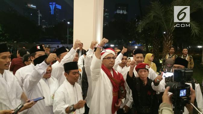 Pendukung Ma'ruf Amin jelang Debat Cawapres 2019. (Liputan6.com/Nanda Perdana)