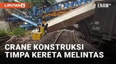 Crane Pembangunan Roboh dan Timpa Kereta Melintas di Muara Enim Sumsel