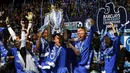 Chelsea mampu menyelesaikan Liga Inggris musim 2004/05 dengan mudah dan hanya kalah satu kali. The Blues yang kala itu baru diasuh oleh Mourinho, berhasil mengoleksi 95 poin atau unggul 12 angka dari Arsenal. Frank Lampard tercatat sebagai penyumbang gol terbanyak, yaitu 13 gol. (AFP/Adrian Dennis)