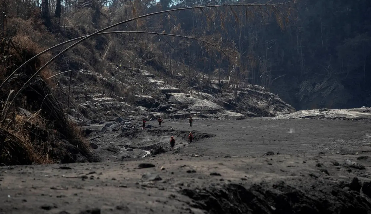 Petugas penyelamat melakukan operasi pencarian pascaerupsi Gunung Semeru di Desa Curah Kobokan, Lumajang, Jawa Timur, 10 Desember 2021. Panasnya material yang menimbun para korban dinilai membahayakan tim SAR yang melakukan operasi pencarian. (Juni Kriswanto/AFP)