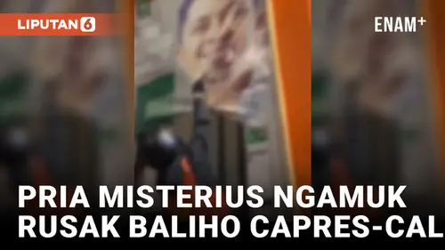VIDEO: Orang Tak Dikenal Rusak Baliho Capres dan Caleg di Makassar
