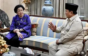 Momen Prabowo Takziah Wafatnya Guruh Soekarnoputra di Rumah Megawati