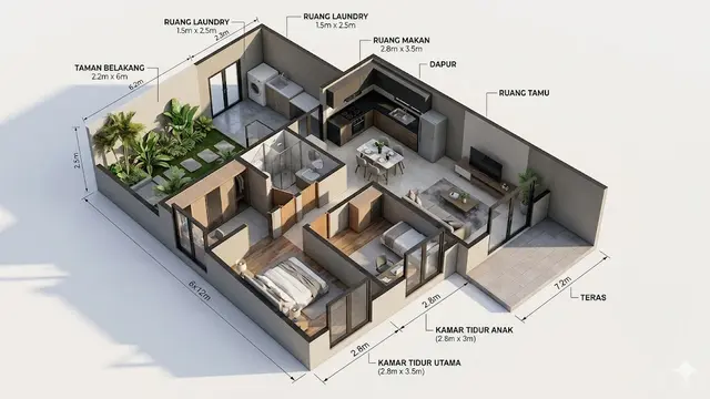 Ide Rumah Kecil dengan Laundry Room