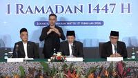Kementerian Agama menggelar sidang isbat dan memutuskan bahwa puasa 1 Ramadan 1447 Hijriah jatuh pada 19 Februari 2026. (Foto: Tangkapan Layar YouTube Bimas Islam TV)