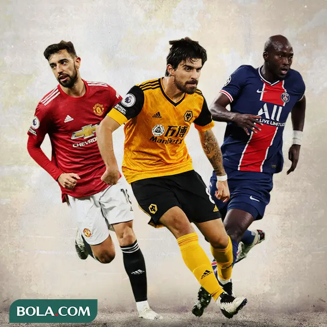 Ilustrasi - Bruno Fernandes, Ruben Neves, Danilo Pereira