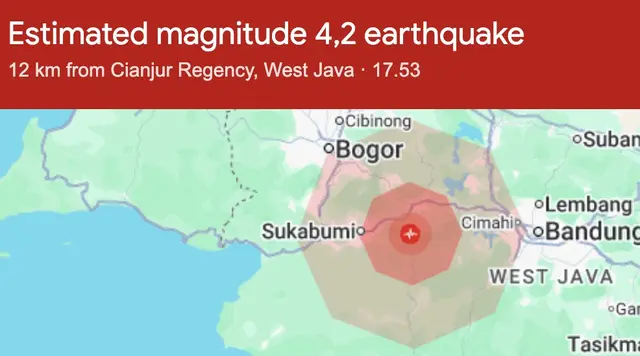 Gempa M 4,4 Guncang Cianjur Jawa Barat
