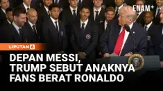 Presiden Amerika Serikat Donald Trump menyambut klub Inter Miami CF di Gedung Putih untuk merayakan kemenangan mereka di MLS Cup musim lalu. Dalam sambutannya, Trump menceritakan putranya yang merupakan penggemar berat Messi dan menyukai sepak bola.