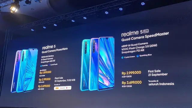 Harga Realme 5 dan Realme 5 Pro.