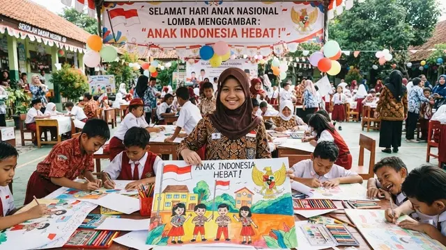Lomba Menggambar Bertema Anak Indonesia Hebat (AI Generated)
