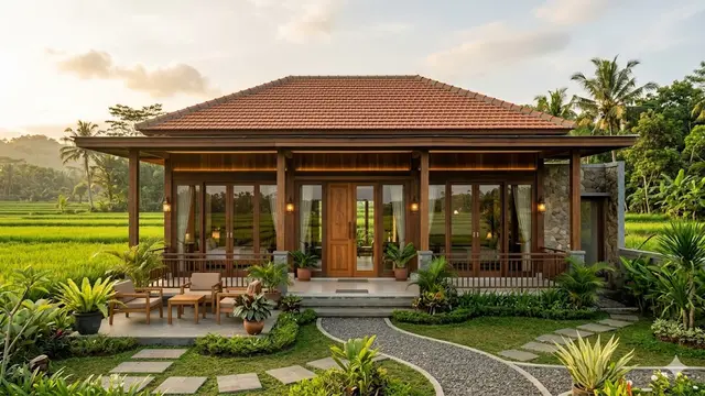 Inspirasi Fasad Rumah Desa Ala Juragan Sawah
