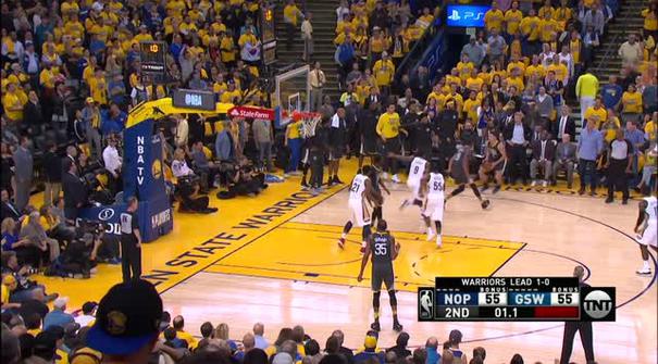 Berita video game recap NBA 2017-2018 antara Golden State Warriors melawan New Orleans Pelicans dengan skor 121-116.