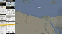 Rute pesawat EgyptAir tercatat di radar sebelum menghilang. (Twitter/Flight Radar 24)