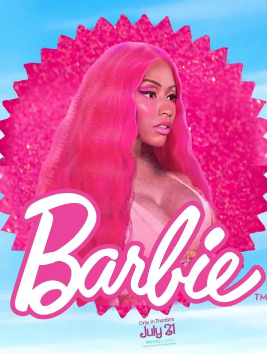 Penampilan Nicki Minaj dengan rambut dan dress serba pink dinilai mirip Barbie.  Foto: Twitter/lntltcl].
