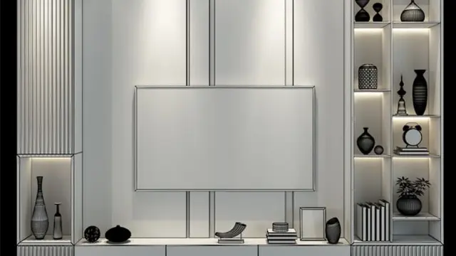 Rak TV Minimalis dengan Sentuhan Geometris (Foto: Pinterest/Indizelky Firman)