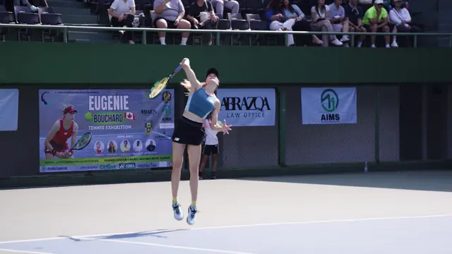 Pertandingan petenis kelas dunia dari Kanada Eugenie Bouchard dan Luna Maya (Istimewa)