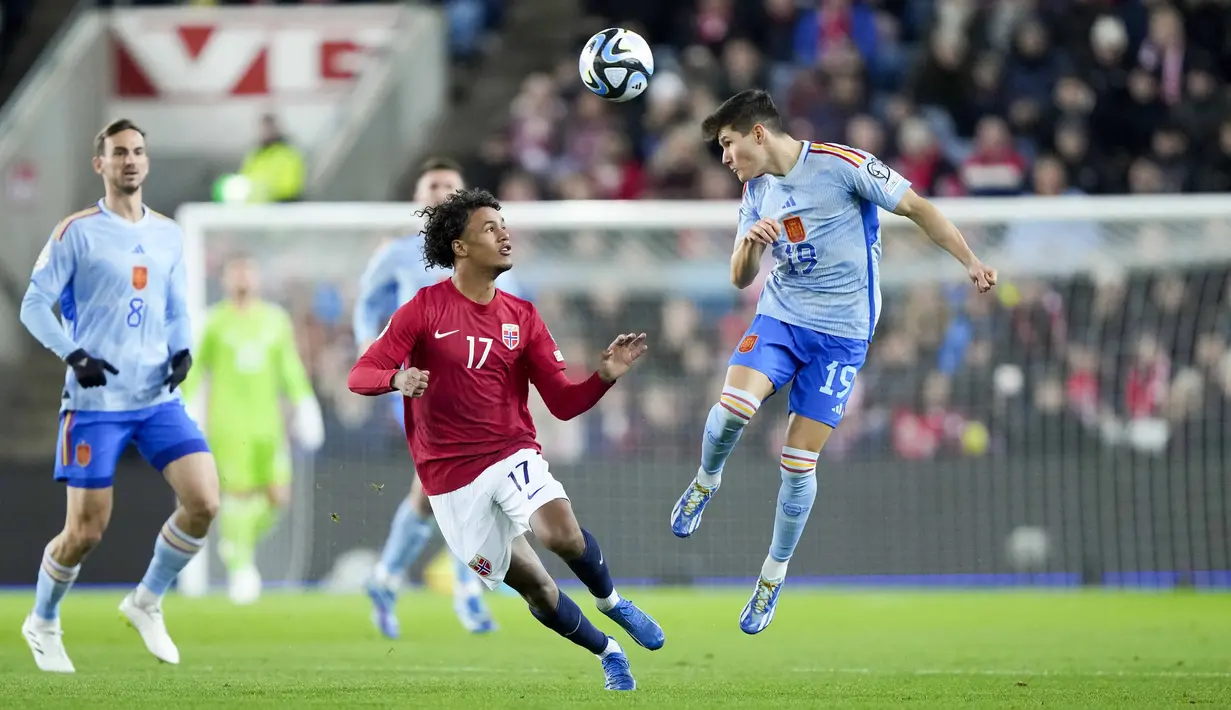 Gol semata wayang Gavi memastikan Spanyol mengatasi Norwegia. (Fredrik Varfjell/NTB Scanpix via AP)