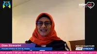 Presiden Direktur sekaligus CEO XL Axiata Dian Siswarini saat meluncurkan aplikasi Sisternet secara live streaming (Liputan6.com/ Agustin Setyo W)