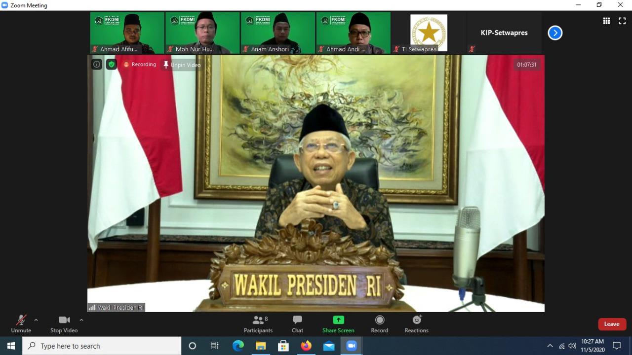 Wapres Ma'ruf Amin menerima audiensi PP FKDMI secara daring