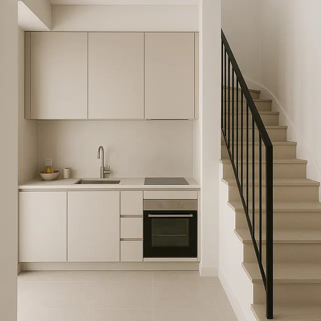Desain Dapur Dekat Tangga (Image by ChatGPT)