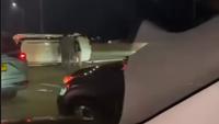 Fortuner Ugal-ugalan di Tol Andara Depok, Tabrak Agya Berujung Terguling di Badan Jalan